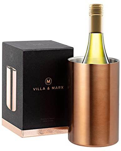 Villa & Marx Refrigeratore per Bottiglie Vino - Raffredda in Acciaio Inox - Glacette Champagne e Spumante Refrigerante - Rinfresca e Secchiello per Ghiaccio da Tavolo (Rame)