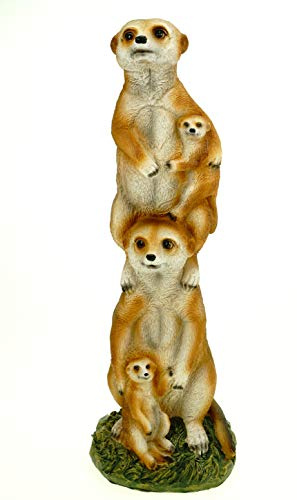 Kremers Schatzkiste Erdmännchenfamilie Figur Gartenfigur 36cm Meercat Tierfigur