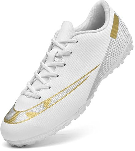 Topwolve Fußballschuhe Herren Kunstrasen Fussballschuhe Professionelle Kinder Athletics Trainingsschuhe Sport Outdoor Football Schuhe,Weiß,43 EU