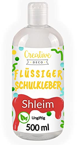 Creative Deco Bastelkleber für Schleim Flüssig-kleber PVA | 500 ml Klebstoff für Kunstprojekte Papier Karton | Slime Kleber zum Basteln | Glue | Waschbarer Schulkleber | Hohe Effizienz | Transparente