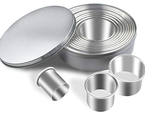 12 Pieces Round Cookie Cutters Set Stainless Steel Cookie Cutter Set Biscuit Plain Edge Round Cutters Circle Baking Metal Ring Molds Metal Ring Baking Molds Circle Pastry Donut Doughnut Cutter Set