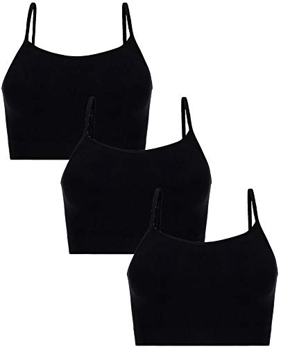 UnsichtBra BH-set med 3 för kvinnor, bygellös, sömlös, magtopp, bralette, komfortbh, sport-bh för kvinnor, väst, topp, Svart, S