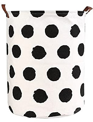 Weiß Wäschekorb Spielzeugaufbewahrung Kinderzimmer Wasserdicht aus Baumwollleinen, Faltbare Aufbewahrungsboxen, Aufbewahrungskorb kinder, laundry baskets bad 17,70 x 13,80 Zoll, Farbe: Punkte groß