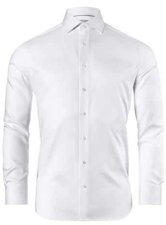 Vincenzo Boretti Camicia, Regular-Fit/Taglio Giusto, Twill, Polsini risvoltati - Super Non-Stiro Bianco 41-42