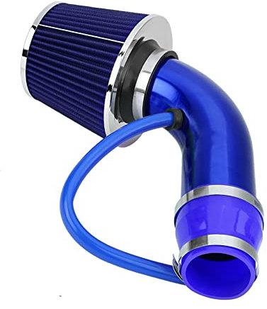 76 mm 3 pouces filtre à air universel sport refroidissement de l'air voiture filtre d'admission d'air kit, filtre d'admission d'air froid kit avec tuyau en aluminium bleu