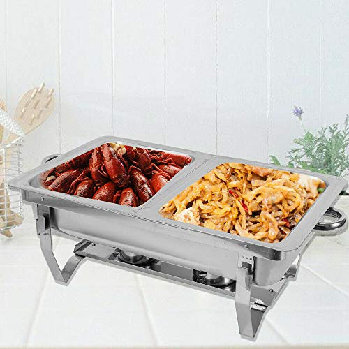 Chafing Dish Food Warmer Warming Container Buffets Tool 2 Grid Container Gastronorm Container Heat Container Buffet Food Container with Fuel Paste Holder Set Warming Device Banquet Catering Rechaud