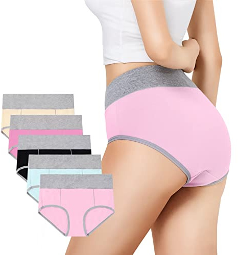 YouShow Culotte Femme Lot de 5 Coton Taille Haute Slips Multicolore01 M