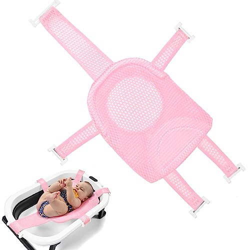 Aolso Baby-Badesitznetz - Neugeborenes Stützwanne, Badematte, Rutschfestes Und Verstellbares Netz Für 0-3 Jahre (5 Ecken-Rosa)