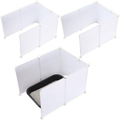 Barydat 3 Set Cat Litter Box Enclosure Splash Guard Extra Large 27.6 x 20.5 Inch Pet Litter Pan Pee Shields Easy Clean High Wall Litter Box Enclosure for Cat Litter Box Stainless Steel Litter Box