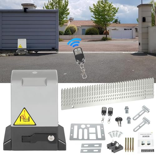 Yakimz Schiebetorantrieb automatischer Toröffner bis 1600 kg, 12M Schiebetor Hoftorantrieb, garagentorantrieb Elektrischer, mit 2 Fernbedienung