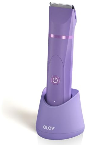 OLOV Bikini Trimmer for Women - Electric Body Trimmer with Replaceable Ceramic Blade Heads, Face Hair Remover Head & USB Recharge Dock - Waterproof Wet/Dry Womens Electric Razor, Ultral Violet