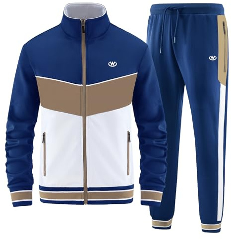 ANOTWENER Conjunto de chándal para hombre, casual, de manga larga, con cierre de cremallera, chaqueta y pantalón de jogging, chándal deportivo, XXL