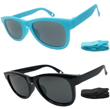 SAIIURV 2 Paires Lunettes de Soleil pour Enfant Lunette Soleil avec Sangle Réglable pour Garçon Fille, Mode Extérieure Lunettes de Sport, Lunettes Soleil Piscine Fête pour Plage Voyage Festival
