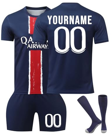 Kids Football Kit 24/25 Home/Away Personalized DIY Men's Boy's Soccer Jerseys Youth Trainshirts T Shirt, Short and Socks Set Fans Football Gifts for Boys Size Kid to Adult