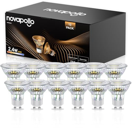 novapollo GU10 LED Warmweiss 2.4W Ersetzt 35W Halogen Leuchtmittel, 270 Lumen 2700K Birnen, Abstrahlwinkel 38° Spot, Nicht Dimmbar Ø50xH54mm Reflektor LED Spots 12er-Pack