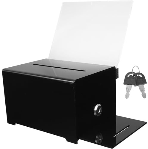 Ipetboom Cassetta per Donazioni in Acrilico con Lucchetto Cassetta per Voto Pubblico e Raccolta Fondi Contenitore Trasparente per Suggerimenti e Schede Elettorali 12X159X102 CM