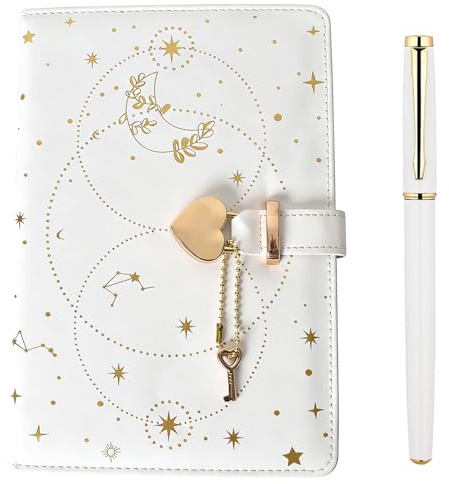 Cahier A5 Journal avec Cadenas, 192 Pages Notes de Serrure A5 Cuir PU Écriture Carnet Secret Agenda Protégé Par Serrure à Rétro avec un Stylo Carnet de Note Journal Intime pour Garçons et Filles (B)