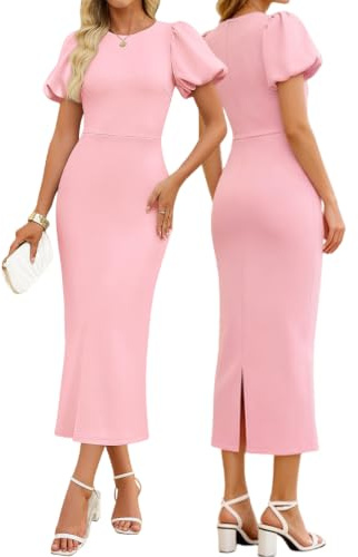 JYIXXZX Robe de Soirée Femme Longue Robe Maxi Manches Courtes Fendu Elégant Wrap Robes Moulante à Col Rond Bodycon D'éte Robes Demoiselle d'honneur pour Ceremonie Cocktail Mariage Fête Bal de Promo
