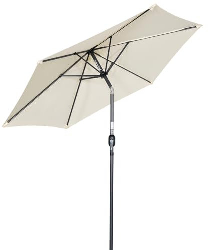 Angel Living 270cm Parasol Manivelle Inclinable Parasol de Jardin, Empêche de La Lumière Solaire Directe et Anti-ultraviolet, Parasol pour Patio et Jardin, Toile pour Balcon Patio Terras (Crème)