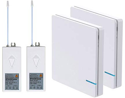 NineLeaf Funk-Lichtschalter und WIFI-Empfänger-Bausatz, Kabelloser Lichtschalter-empfänger-set, Kabelloser Funk Lichtschalter Wechselschalter Kompatibel mit Alexa, Google Home und Echo