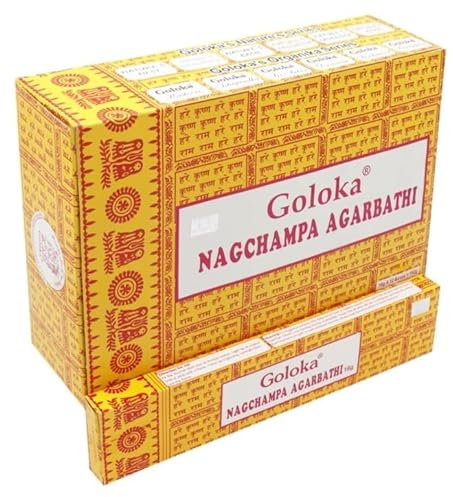 Goloka Räucherstäbchen Nag Champa Incense Stick 3/6/ 12/24 Gratis Halter (12x Goloka Nag Champa)