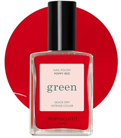 Manucurist Green - Orange Roter Nagellack Poppy Red - Nagellack Schnelltrocknend - Nägel Selber Machen - Vegan 12-freier - Plant-Based - Nail Polish - Made in France