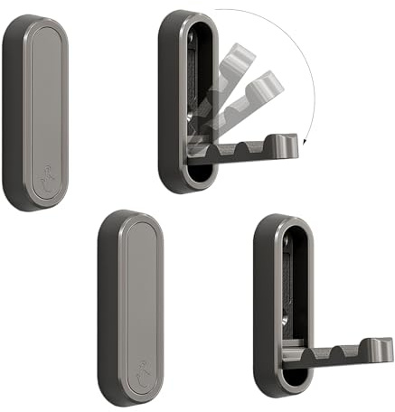 XSGTZMJ Lot de 4 crochets muraux pliables invisibles en alliage de zinc pour salle de bain, placard, écharpe, chapeau, peignoir, clés, sac à main, crochet pliant, style minimaliste (gris)