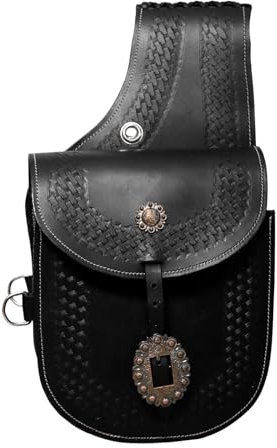 EQUIGEAR Western-Leder-Satteltasche für Pferde | Reitvergnügen Wanderritt geeignet für Reiten und Fassrennen | Satteltasche mit verstellbarem Riemen GRÖSSE: 10X10X3 SA-59