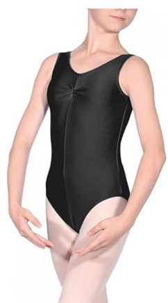 P&R DANCEWEAR Ärmlös trikåer för flickor glänsande nylon – bekväm passform – prestandakläder – dansklass Essential – balettgymnastik, dans, skola, sportkläder, Svart stjärna, 3-4 År