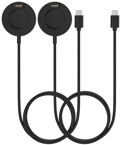 MoKo 2er-Pack Uhren-Ladestation kompatibel mit Garmin Uhren, 1M USB-C Kabel | für alle Serien Fenix, Vivoactive, Forerunner, Instinct, Venu, Magnetische Schnellladestation & USB-Datensync, Schwarz