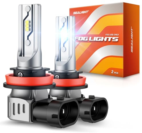 SEALIGHT H11 H16 H8 LED Fog Light Bulbs, 12,000 lumens 6500K White H16 H8 LED Fog Lights or Daytime Running Lamp, 1:1 Replacement For Cars,Trucks,and SUVs, Pack of 2