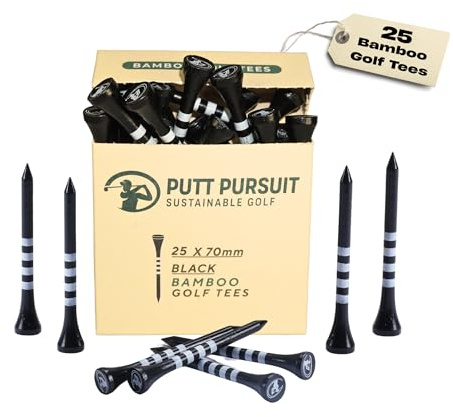 Golf Tees - 7cm/ 70mm Bamboo Golf Tee - Biodegradable Golf Tees Wooden - Strong & Sustainable Bamboo Tees - Golf Gifts for Men - Golf accessories for men - Tee in Multiple Colours in 50 & 25 Packs