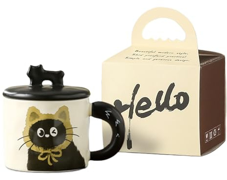 Simpatica tazza in ceramica, per gatti, in ceramica, per coppie, per caffè, bevande calde o fredde, latte e tè