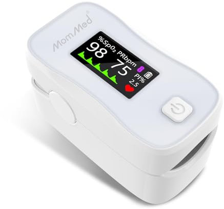 MOMMED Pulse Oximeter, Blood Oxygen Saturation Monitor (SpO2) with Clear Display, Pulse Rate (PR) Perfusion Index (PI) Finger Oximeter, Accurate Oxygen Saturation Meter for Fitness, Sports or Aviation