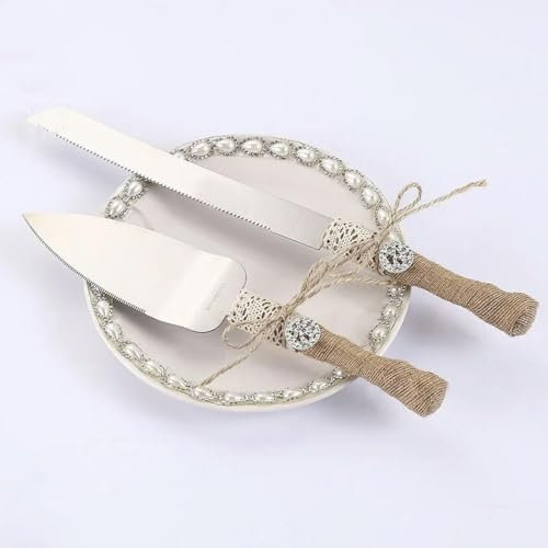 TAMTAK Juego de 2 Cuchillos de Metal para Pastel Pala para Pan Pizza Fiesta de Bodas Cuchillo para repostería Divisor de Queso y Pasteles Herramientas para Hornear