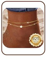 MILACOLATO Tobilleras Pulsera Mujer Tobilleras de Plata de Ley 925 Delicada CZ en Capas Impermeable de Oro Pulseras de Tobillo Ajustables Extra Grandes Joyería para pies de playa