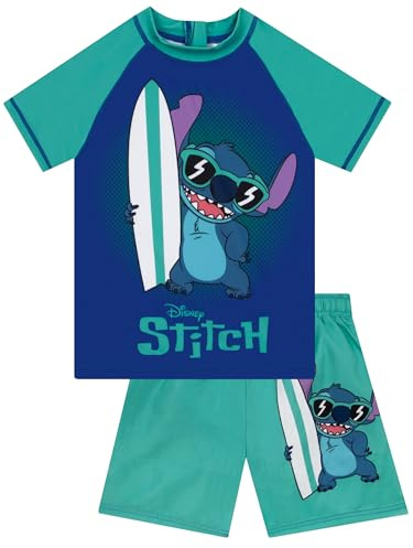 Disney Lilo & Stitch Badset För Pojkar, Kortärmad Tröja Och Matchande Badbyxor, Badkläder För Pojkar, Blå 152