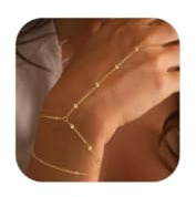 Chaîne de main or 14K pour femme, Bracelet bague raffiné, bijou chaîne poignet doigt main tendance, bijoux or bohème été,chaîne main pour soirée, idée cadeau bijou femme tendance été plage soirée chic