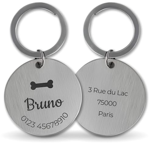 LAUBLUST Médaille pour chien personnalisée avec gravure pour collier - Argenté - S, M, L | Cadeau personnalisé avec nom pour chiens et leurs maîtres - Accessoire pour chien | Boîte cadeau incl.