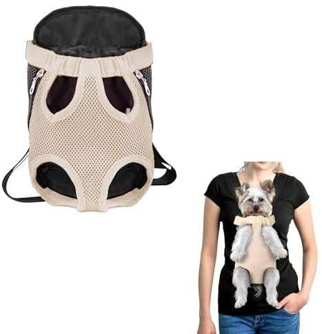 HTTDSLF Sac Transport Chat, Réglable Sac à Dos, Sac à Dos de Transport pour Chiens, Porte Chat Ventral, Respirant, pour Chiot de Petite et Moyenne Taille, M