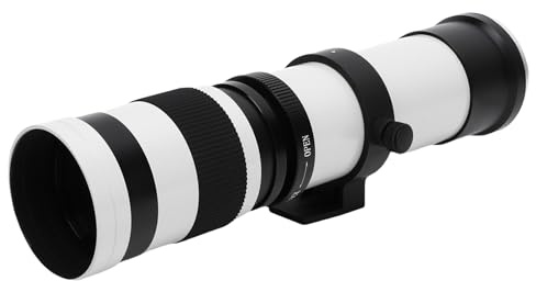 Tosuny 420-800mm Super Teleobjektiv, Manuell Telezoomobjektiv F8.3 Aperture för Wildlife Bird Moon Photography, för Spegelfria Kameror (Vit)