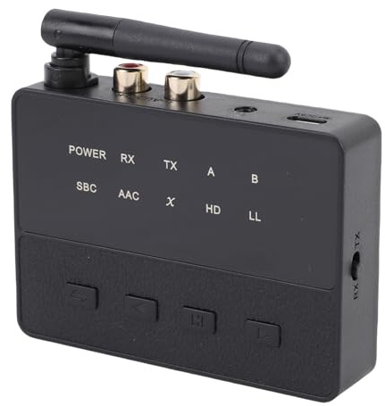 Bewinner Bluetooth -sändare och Mottagare, Trådlöst Ljudadapter med Typ C AUX -ingångar och LCD -skärm, APTX Low Latency HD Bluetooth 5.3 för Dubbelparning, Bärbar Ljudkonverterare för