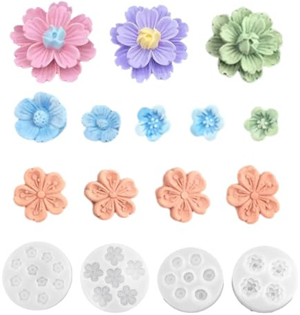 27 pcs Molde silicona flores, moldes velas silicona, moldes silicona moldes fundicion, 3D rosa mini flor moldes velas para jabon chocolate aromaterapia DIY decora