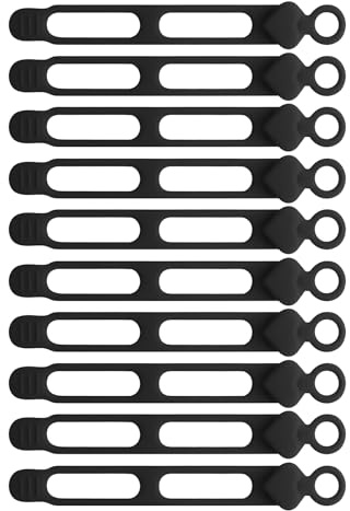 Bridas - 10 Unidades de Cintas de Silicona | Organizador De Cables Elásticos Para Uso En Exterior Automóvil Y Escritorio,Para Escritorio Coche Almacenamiento Carga Gestión Exterior