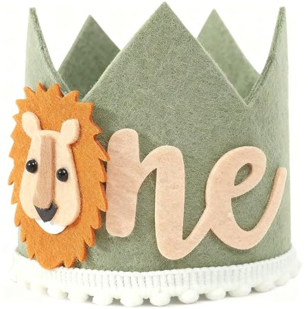 CERCTLA Corona per il Primo Compleanno del Bambino, Leone Corona di Compleanno, Adorabile Fascia per Bambini di 1 Anno, per Ragazzi e Ragazze, per Lasciare Ricordi Preziosi per Bambini