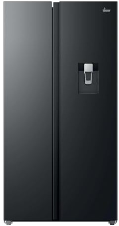 Hoover Free Standing Side By Side Fridge Freezer with Water Dispenser, 2 Doors, No Frost, E Class, 523L Total Capacity, Black 90x64x177.5cm - HONSQ2T918EWBK