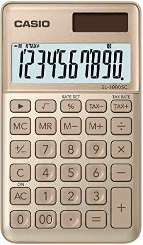 CASIO Taschenrechner SL-1000SC, 10-stellig, stylische Farben, Steuerberechnung, Aluminiumfront, Solar-/Batteriebetrieb