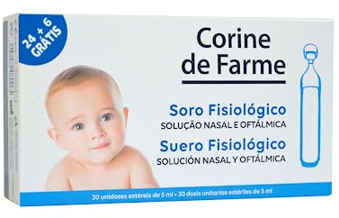 Corine de Farme - Fysiologiskt serum för spädbarn steril endoser 30 x 5 ml - Ögon-, näs- och örontvättmonodos, allergivänlig formel - spädbarn, barn och vuxna