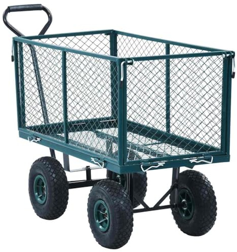 vidaXL Chariot à Main de Jardin Remorque de Jardin Chariot de Transport Remorque à Main Chariot de Plage Jardinage Chariot à Main Extérieur Vert 350 kg