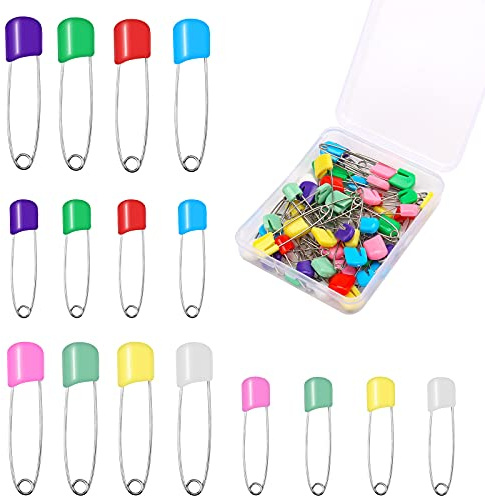 Savita 50pcs Épingles à Couches, Epingle Surete, Epingle Nourrice, Verrouillage de Sécurité Acier Inoxydable Plastique Épingles à Couches pour l'Artisanat de Vêtements de Couches Clip(Multicolore)